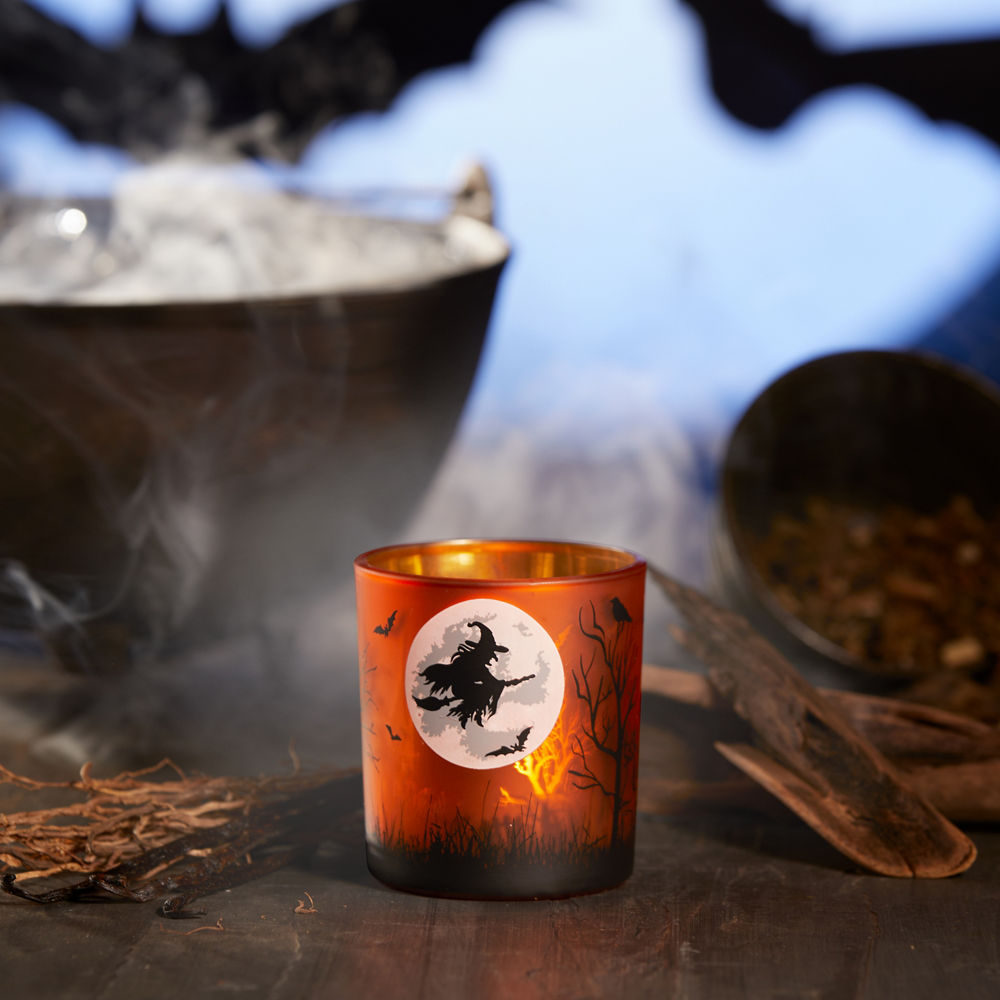 Orange Witch's Moon Tea Light Candle Holder - Image 2