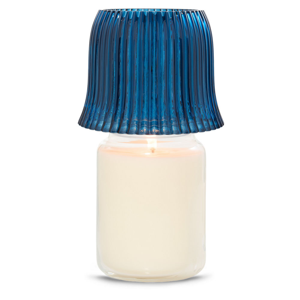 Blue Ribbed Jar Candle Shade - Image 2