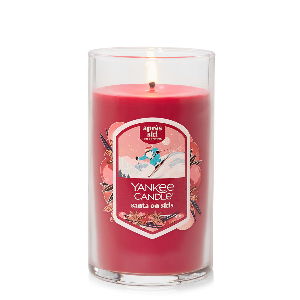 Santa On Skis Medium Pillar Candle - Image 2