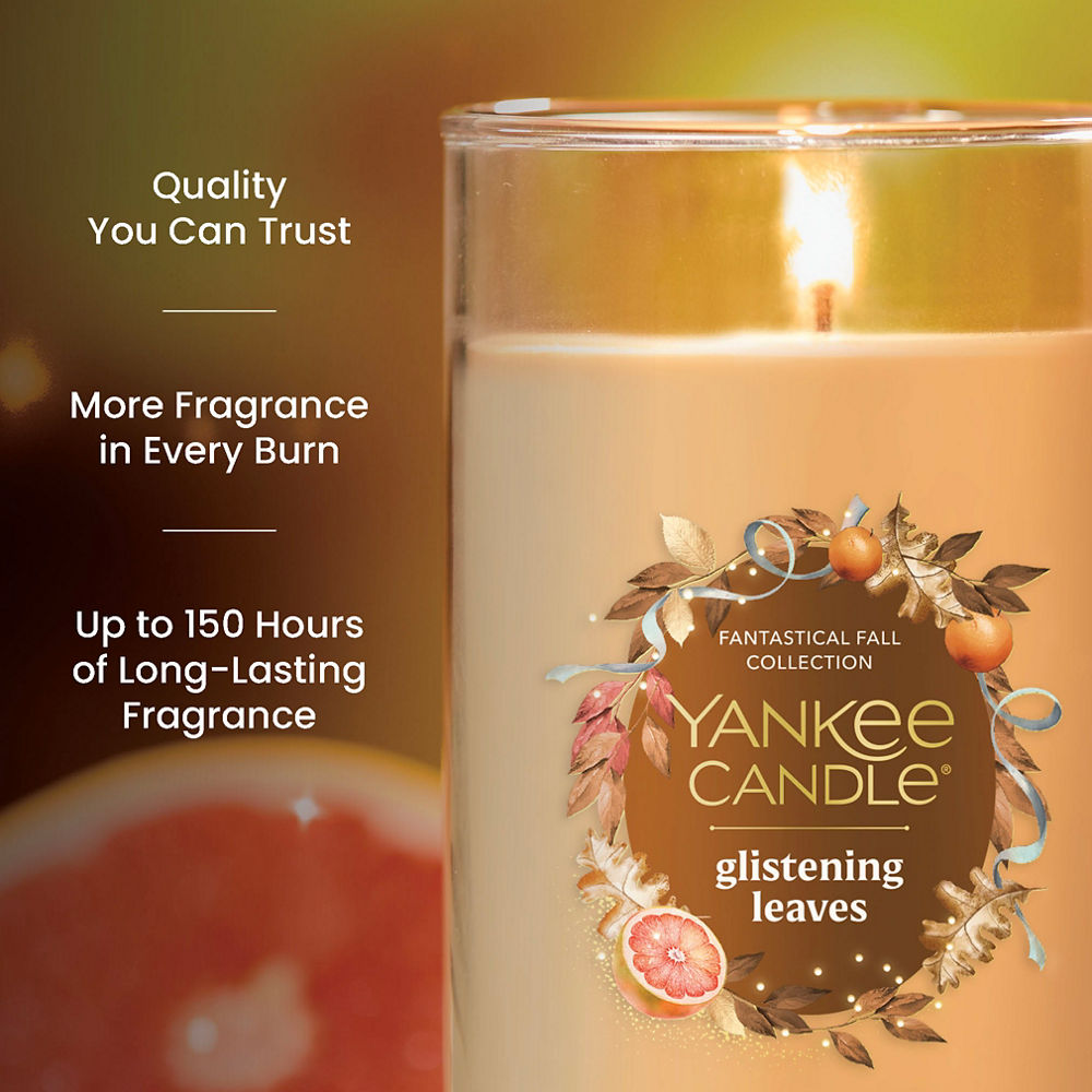 Glistening Leaves Medium Pillar Candle - Image 3