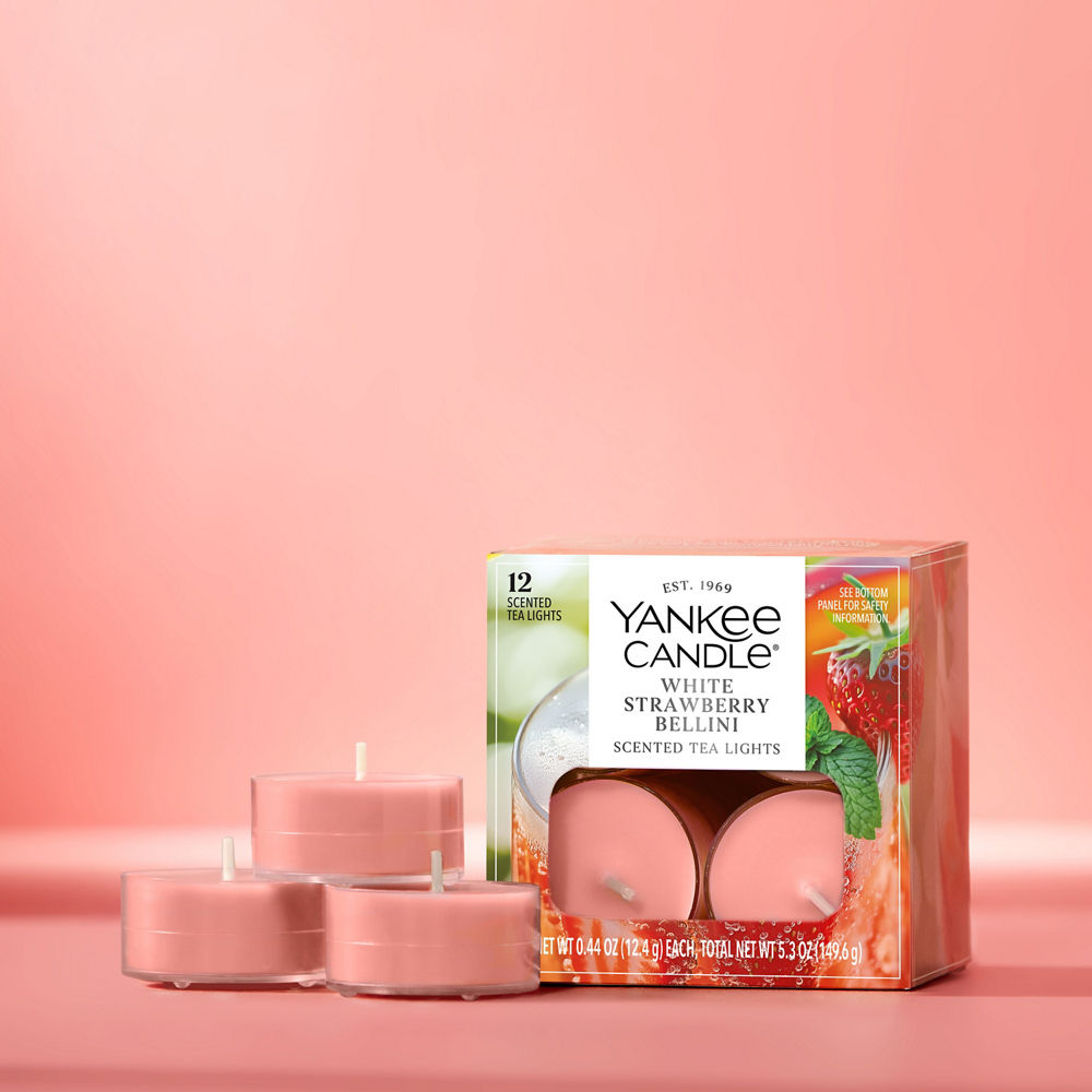 White Strawberry Bellini Scented Tea Light Candles - Image 2